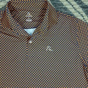 Rhoback The Lover Monarch Orange Virginia Print Performance Golf Polo Men's L